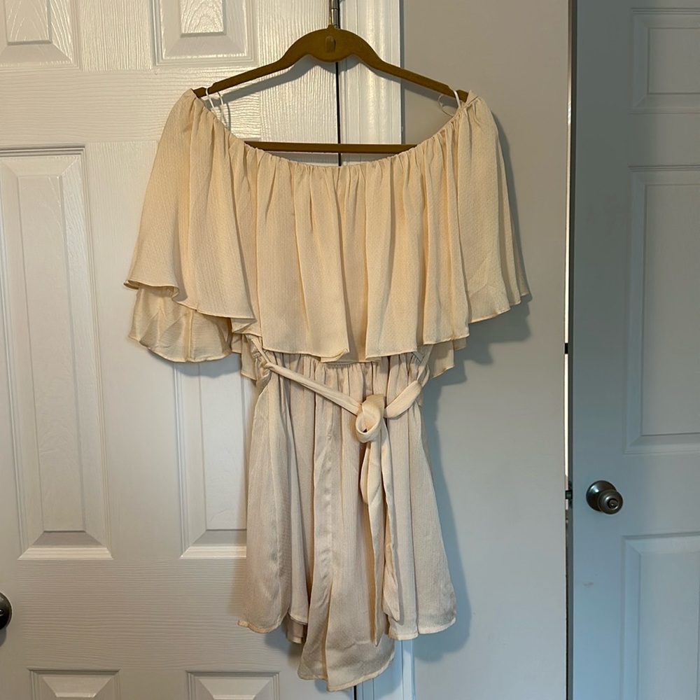Sunset In Cabo Off The Shoulder Romper - Cream